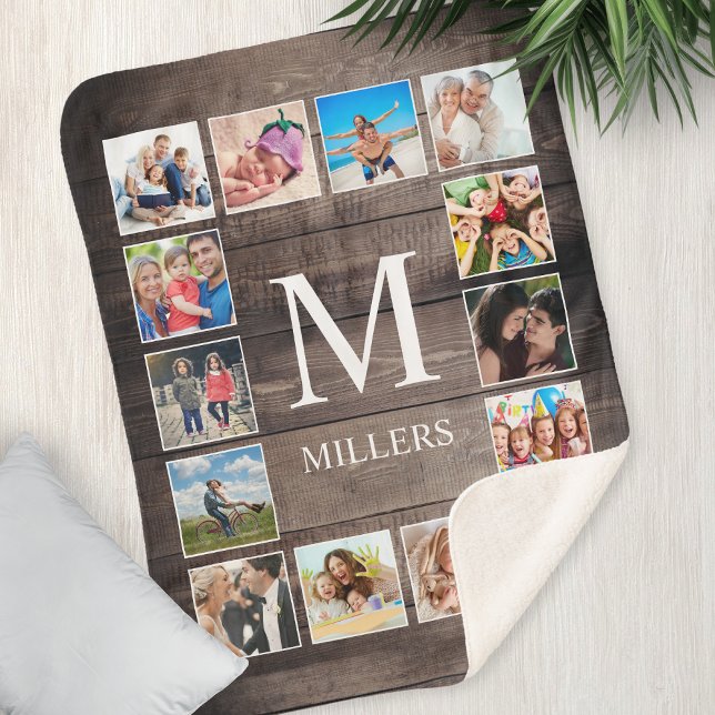 Couverture Sherpa Photo de Custom Collage Rustic Farmhouse Family (Créateur téléchargé)