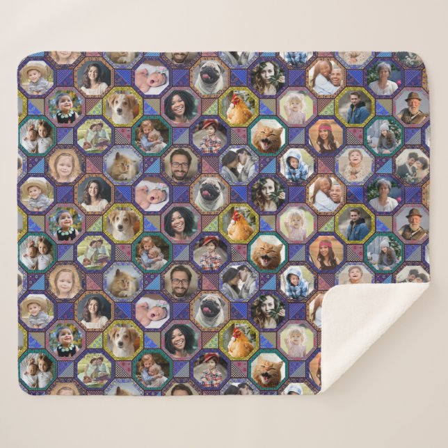 Couverture Sherpa Photo de famille Collage Couette foncée Regardez 2 (Devant (Horizontal))