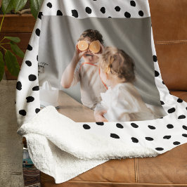 Couverture Sherpa Photo de famille moderne et points noirs Beauté Ca