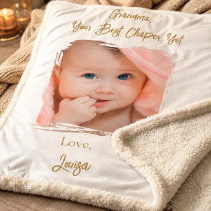 Couverture Sherpa Photo de grand-mère avec petit-enfant en fleece po