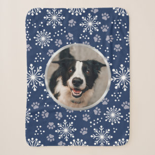 Couverture Sherpa Photo de la marine Snowflake Paw Motif Pet