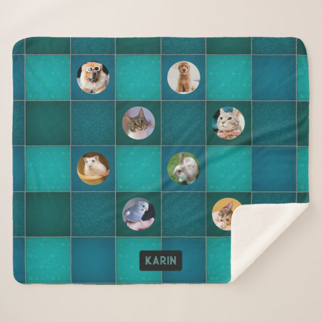 Couverture Sherpa Photo de l'animal de compagnie 8 Image Collage plu (Devant (Horizontal))