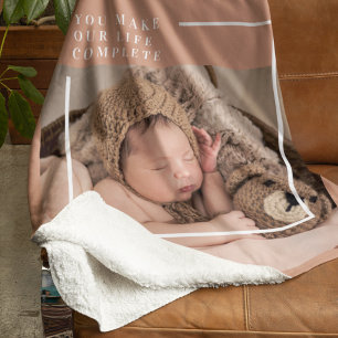 Couverture Sherpa Photo du bébé moderne   You Make My Life Complete 