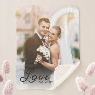 Couverture Sherpa Photo Mariage personnalisée Texte de script d'amou