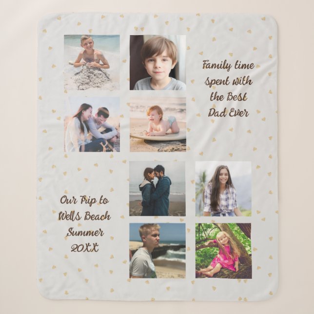 Couverture Sherpa Photo Memories Meilleur papa Coeurs kaki (Devant)