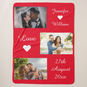 Couverture Sherpa Photo personnalisée Collage Mariage Date d'amour R