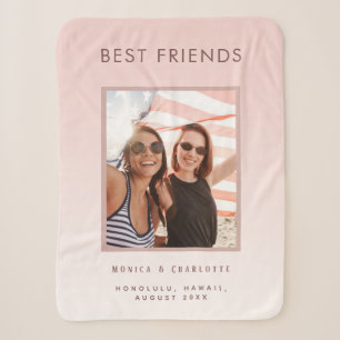 Couverture Sherpa Photo personnalisée les meilleurs amis rose rose p