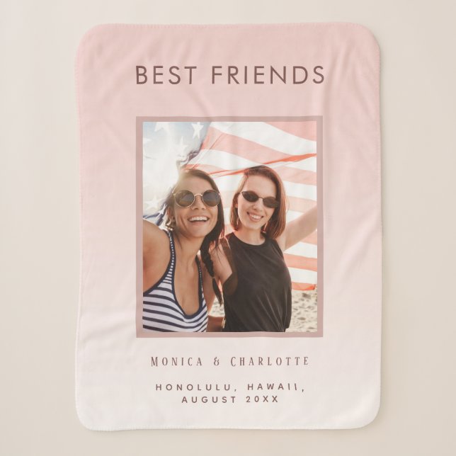 Couverture Sherpa Photo personnalisée les meilleurs amis rose rose p (Devant)