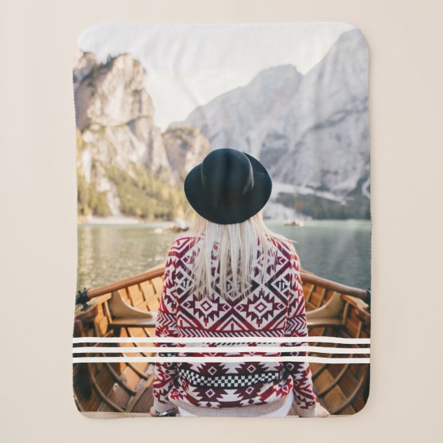Couverture Sherpa Photo personnalisée| Moderne avec lignes (Devant)