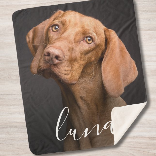 Couverture Sherpa Photo personnalisée Nom de l'animal (Pet Dog Photo Blanket)