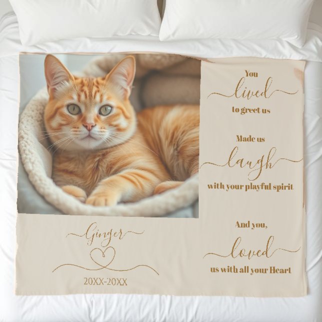 Couverture Sherpa Photo Pet Memorial Sherpa Blanket (Pet Memorial Sherpa Blanket Cat)