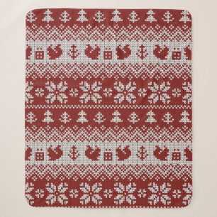 Couverture Sherpa Pile décorative vintage de Noël