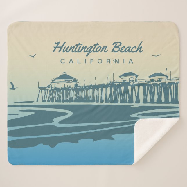 Couverture Sherpa Pilier de Huntington Beach, CA - illustration (Devant (Horizontal))