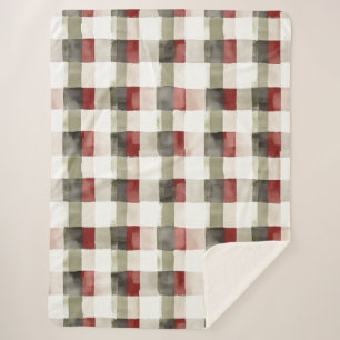 Couverture Sherpa Pine Vert ivoire Rouge rayures Noël