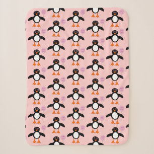 Couverture Sherpa Pingouin de bébé rose mignonne Sherpa Blanket