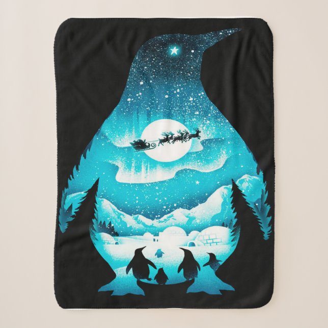 Couverture Sherpa Pingouin personnalisé | Carte Anniversaire (Devant)