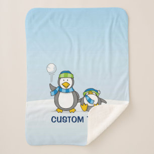 Couverture Sherpa Pingouins à neige
