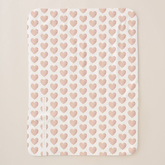 Couverture Sherpa Pink and Golden effect Elegant Heart (Devant)