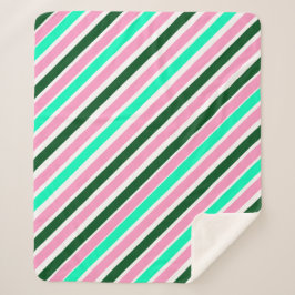 Couverture Sherpa Pink and Green Christmas Candy Stripes 