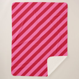 Couverture Sherpa Pink and Red Christmas Peppermint Stripes