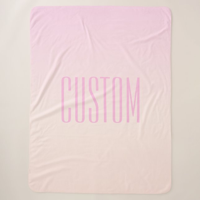 Couverture Sherpa Pink to Peach Sunset Ombre avec texte personnalisa (Devant)