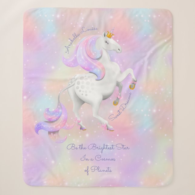 Couverture Sherpa Pink Unicorn Étincelles Encouragement Nursery (Devant)