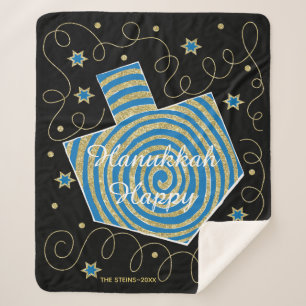 Couverture Sherpa Pinwheel Dreidel Sherpa Hanoukka Blanche/Moyen