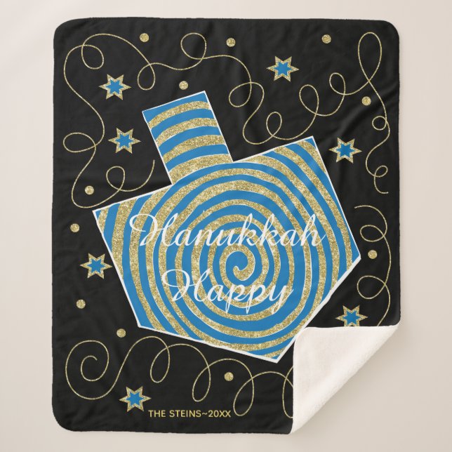 Couverture Sherpa Pinwheel Dreidel Sherpa Hanoukka Blanche/Moyen (Devant)