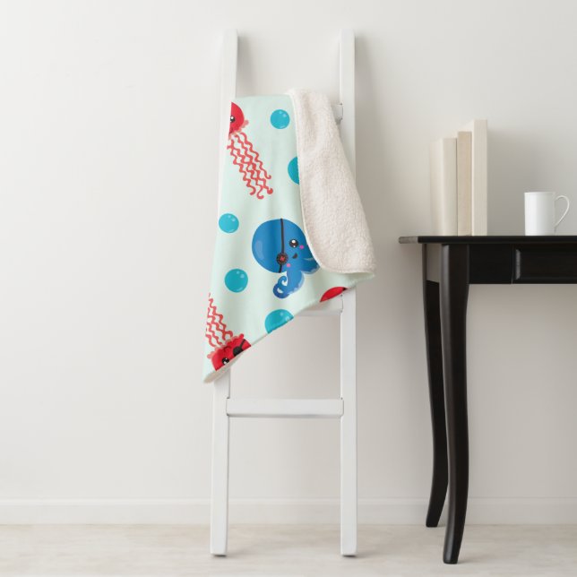 Couverture Sherpa Pirate Octopus, Pirate Jellyfish, Sea Animaux (En situation)