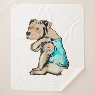 Couverture Sherpa Pitbull Chien J'aime Papa Tatouage Drôle Famille
