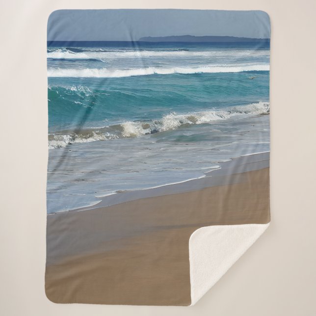 Couverture Sherpa Plage Blue Ocean Waves (Devant)
