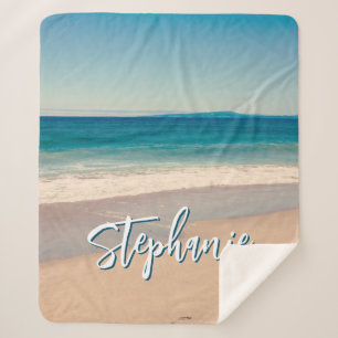 Couverture Sherpa Plage personnalisée Photo Ocean Blue M