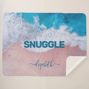 Couverture Sherpa Plage rose tropicale Bermudes