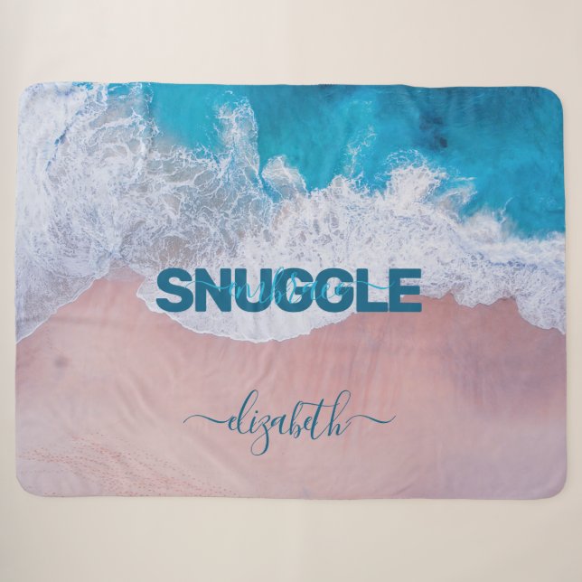 Couverture Sherpa Plage rose tropicale Bermudes (Devant (Horizontal))