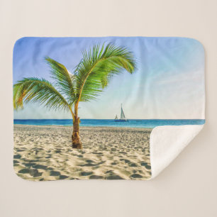Couverture Sherpa Plages tropicales   Bateau, Palmier, Aruba