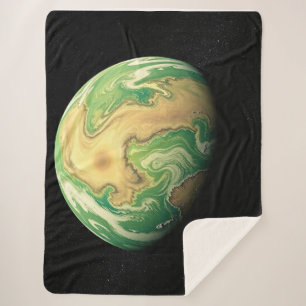 Couverture Sherpa Planète verte et brun doré