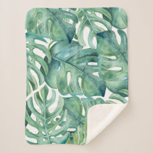 Couverture Sherpa Plante Feuille Tropical Green Palm