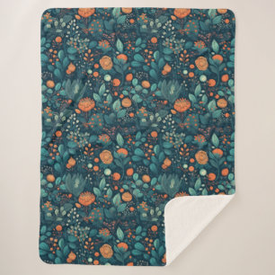 Couverture Sherpa Plantes et fleurs scandinaves