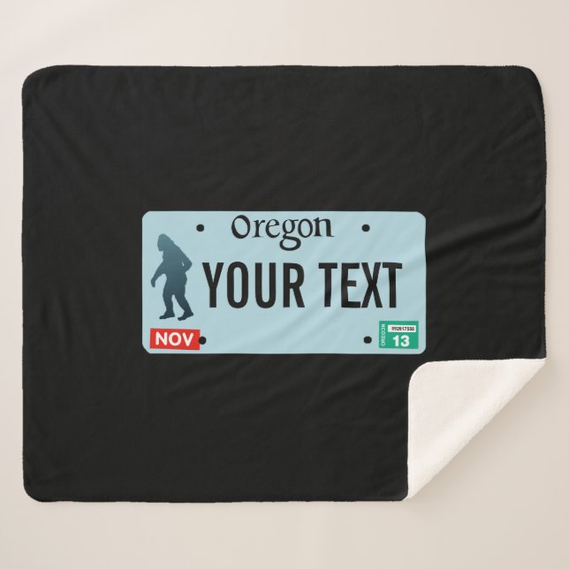 Couverture Sherpa Plaque de licence Oregon Sasquatch (Devant (Horizontal))