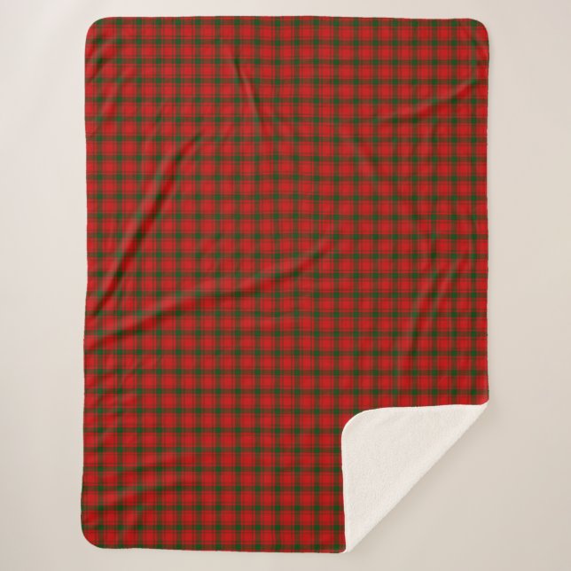 Couverture Sherpa Pli vert rouge tartan MacQuarrie (Devant)