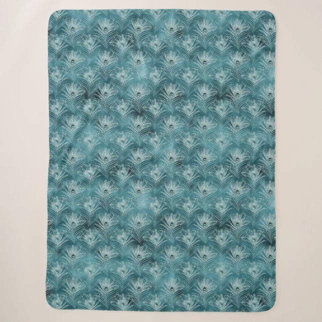 Couverture Sherpa Plumes Turquoises de Glam Peacock (Devant)