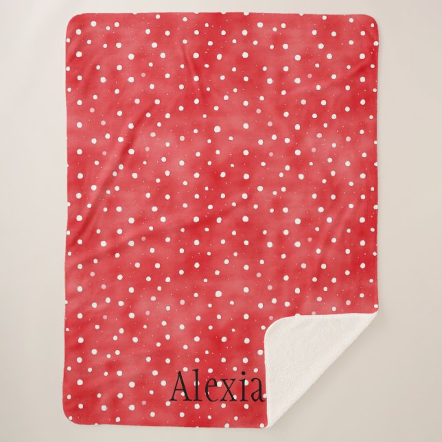 Couverture Sherpa Points Rouges Blancs (Devant)