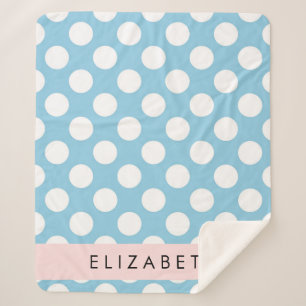 Couverture Sherpa Pois Bleus, Motif Polka Dot, Votre Nom
