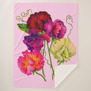 Couverture Sherpa pois doux en violet et rose