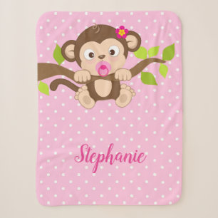 Couverture Sherpa Pois mignon de rose de singe de bébé