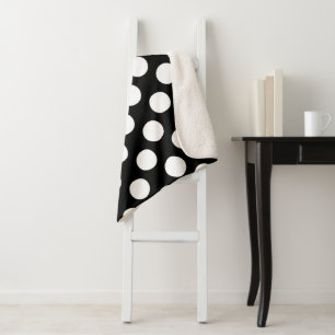 Couverture Sherpa Pois noirs et blancs, Motif Polka