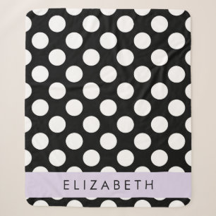 Couverture Sherpa Pois noirs et blancs, pointillés, Votre nom