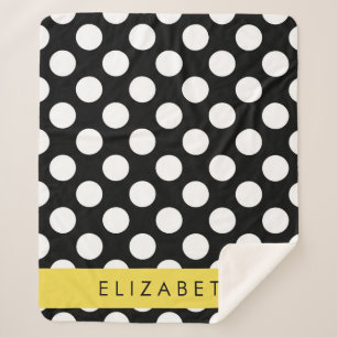 Couverture Sherpa Pois noirs et blancs, pointillés, Votre nom