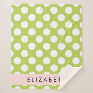 Couverture Sherpa Pois verts, Motif Pointe Polka, Votre Nom