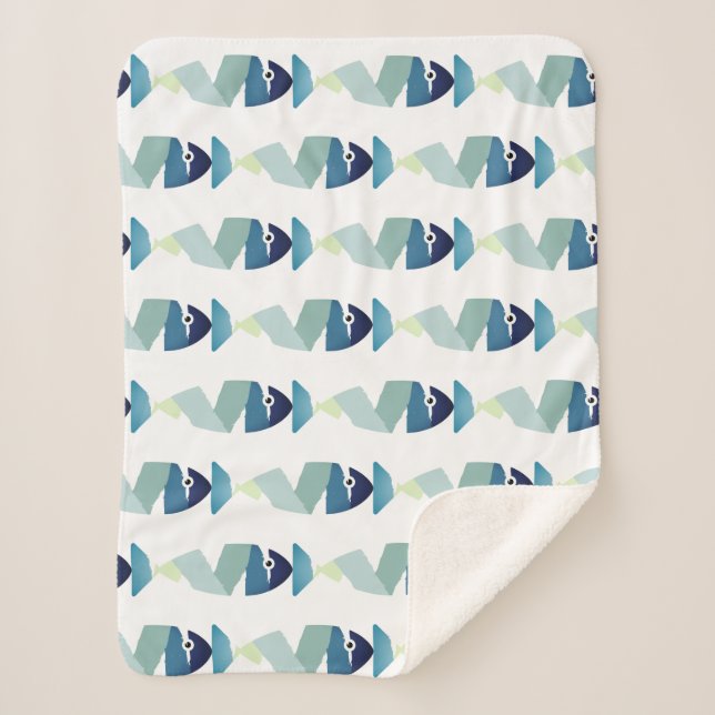 Couverture Sherpa Poisson bleu de natation Abstraite (Devant)